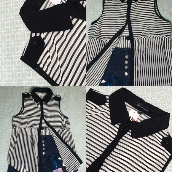 CUTE BUTTON DOWN SHEER COLLAR SLEEVELESS TOP - Picture 3 of 8